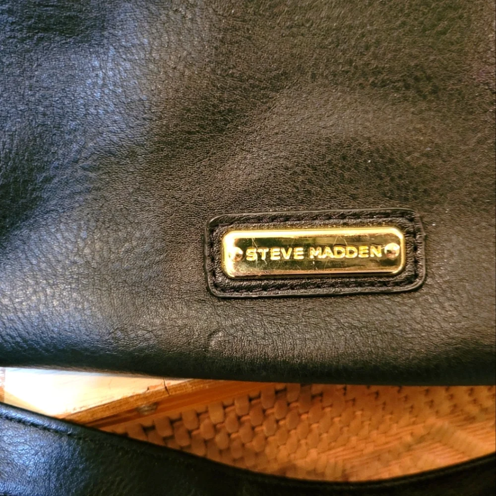 Steve Madden Large Black Leather Tote With Tassels - Picture 2 of 12